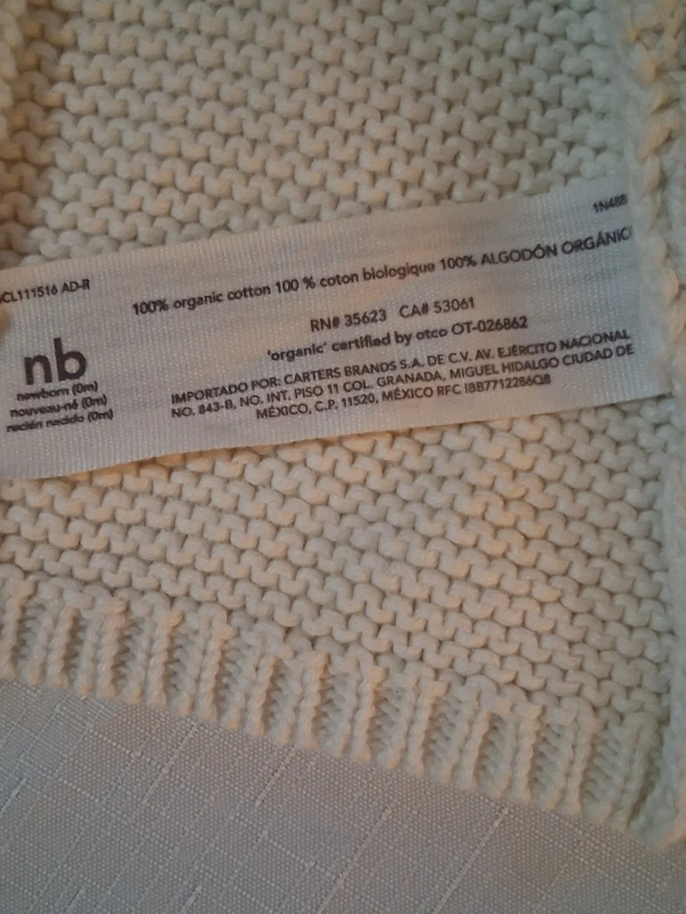 Carter's Cream Hooded Knit Sweater Newborn 260897